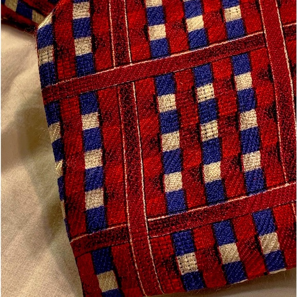 ERMENEGILDO ZEGNA SILK TIE, EUC, Red/Blue/White Pattern - Picture 3 of 12